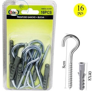 KIT DE PARAFUSO GANCHO + BUCHA 16 UNIDADES (ID-0791P)