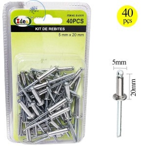 JOGO DE REBITES 40 PEÇAS 5mm X 20mm  (ID-0797R)