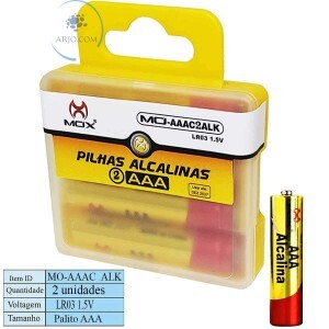 PILHA ALCALINA AAA CARTELA COM 2 UNIDADES (MO-AAAC2ALK)