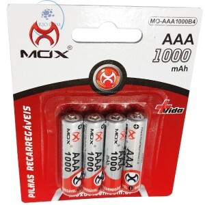 PILHA RECARREGÁVEL AAA 1000mAh BLISTER COM 4 UNIDADES (MO-AAA1000B4)