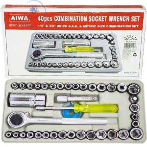 KIT 40 PEÇAS JOGO DE CHAVE CATRACA REVERSÍVEL COM SOQUETES (N407)