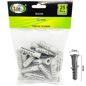 BUCHA DE FIXAÇÃO COM ANEL 12mm 25 UNIDADES (ID-2865B)