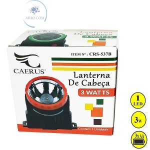 LANTERNA DE CABEÇA A PILHA 3WATTS  (CRS-537B)