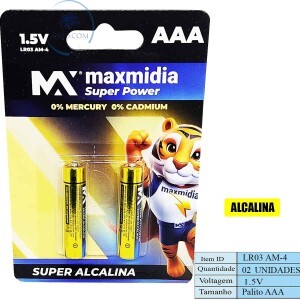PILHA SUPER ALCALINA PALITO AAA 2 UNIDADES (MAX-ALK8888)