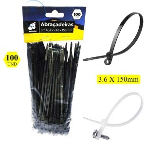 ABRAÇADEIRA EM NYLON COM OLHAL 3.6X150mm 100PEÇAS (BAR-34204-11)