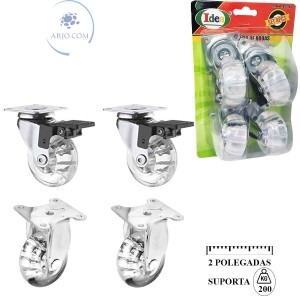 CONJUNTO DE RODAS FIXAS E GIRATÓRIAS COM FREIO 2