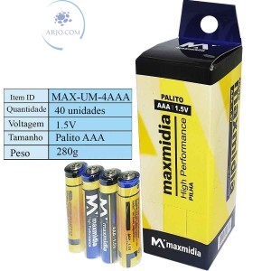 PILHA PALITO AAA COM 40 UNIDADES (MAX-UM-4AAA)